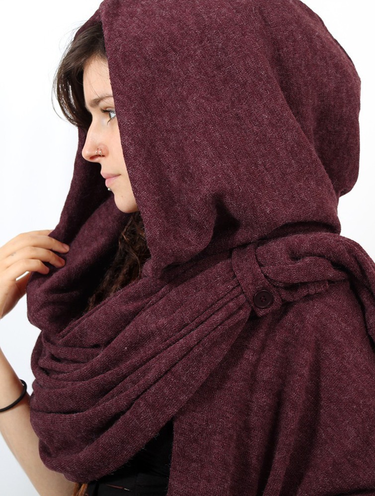 Toonzshop Danae Hooded Cape Poncho's Dames Mottled wine | IA8307965