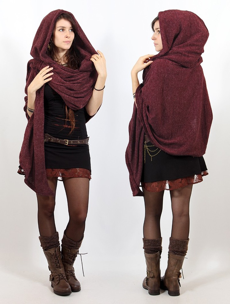 Toonzshop Danae Hooded Cape Poncho\'s Dames Mottled wine | IA8307965