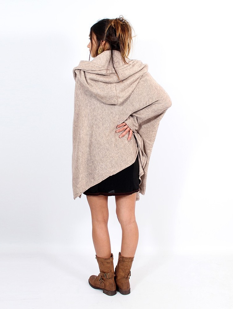 Toonzshop Danae Hooded Cape Poncho's Dames Beige | TA9172683