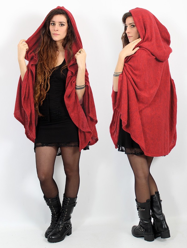 Toonzshop Danae Hooded Cape Poncho's Dames Rood | EY1903846