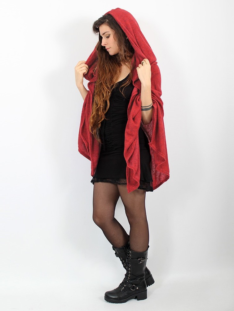 Toonzshop Danae Hooded Cape Poncho's Dames Rood | EY1903846