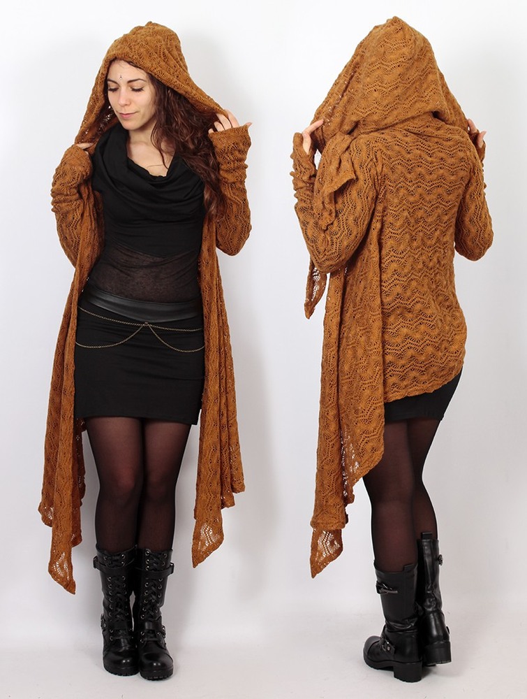 Toonzshop Danaeriz Long Sleeve Hooded Crochet Shawl Cardigan Cardigan Dames Rusty | FK8152679