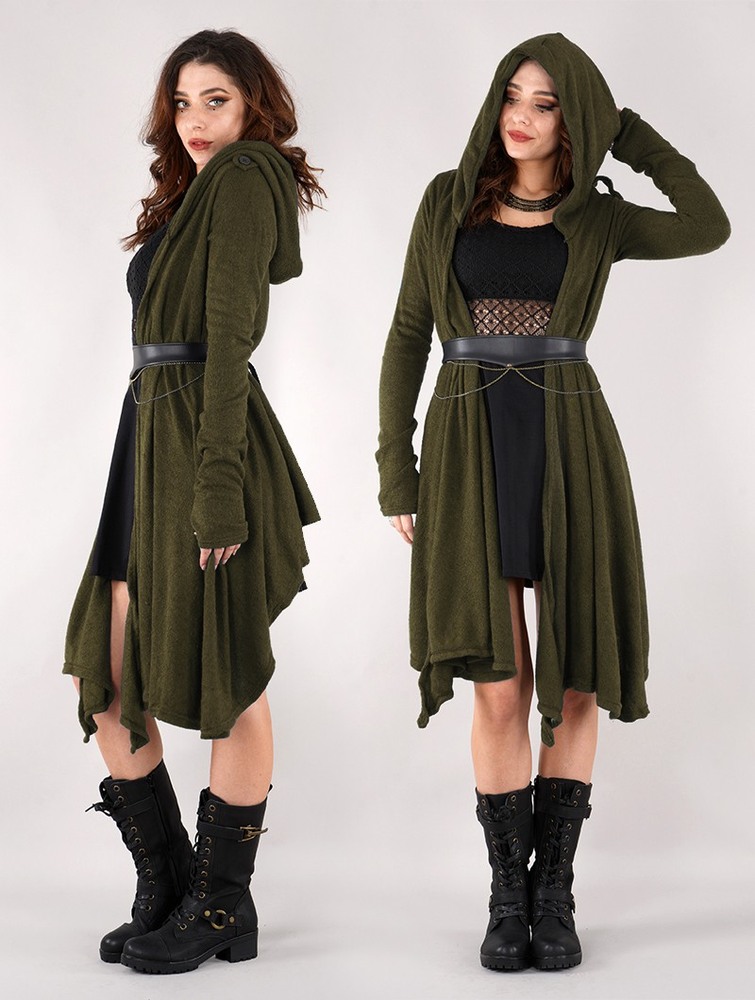 Toonzshop Danaeriz Long Sleeve Hooded Shawl Cardigan Cardigan Dames Olijfgroen Groen | LS3856740