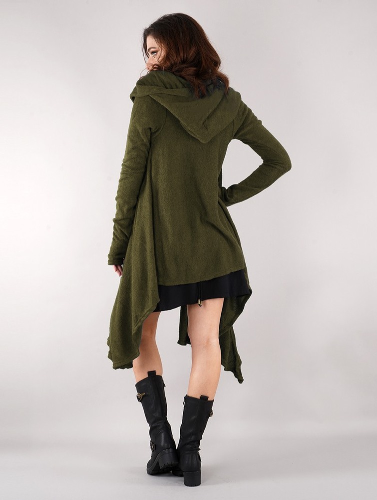 Toonzshop Danaeriz Long Sleeve Hooded Shawl Cardigan Cardigan Dames Olijfgroen Groen | LS3856740