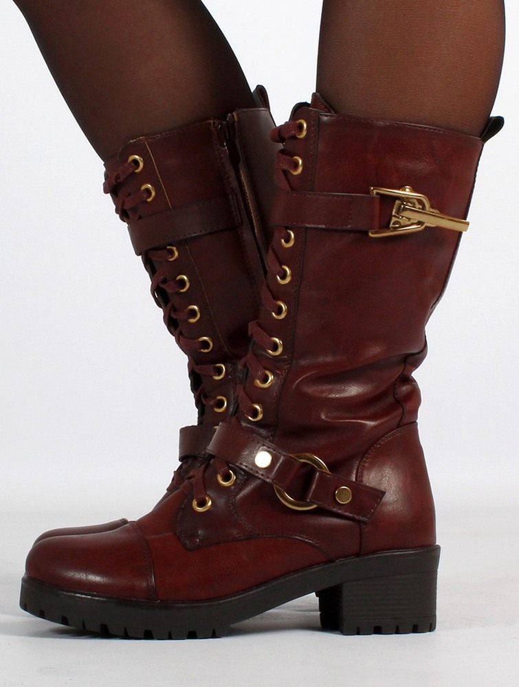 Toonzshop Dezba High Boots Laarzen Dames Auburn and old brass details | XY9584137