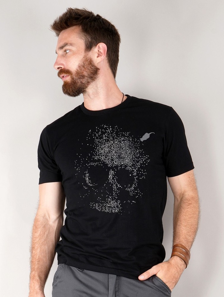 Toonzshop Dots Skull Printed Short Sleeve T-shirt T-Shirt Heren Zwart | MP8720319