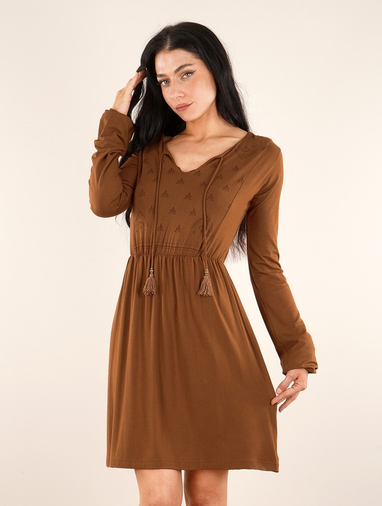 Toonzshop Eireen Long Sleeve Dress Jurk Dames Rusty | RI1295746