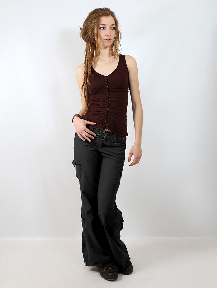 Toonzshop Enigma Flared Cargo Pants Broek Dames Zwart | UK5746283