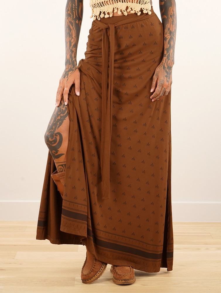 Toonzshop Eressea Umbas Printed Long Skirt Rok Dames Goldenbrown | FX3427659