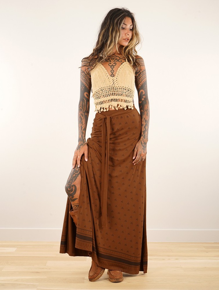 Toonzshop Eressea Umbas Printed Long Skirt Rok Dames Goldenbrown | FX3427659