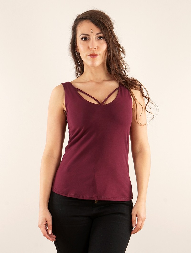 Toonzshop Full Moon Reversible Top Topjes Dames Wine | NV3847026