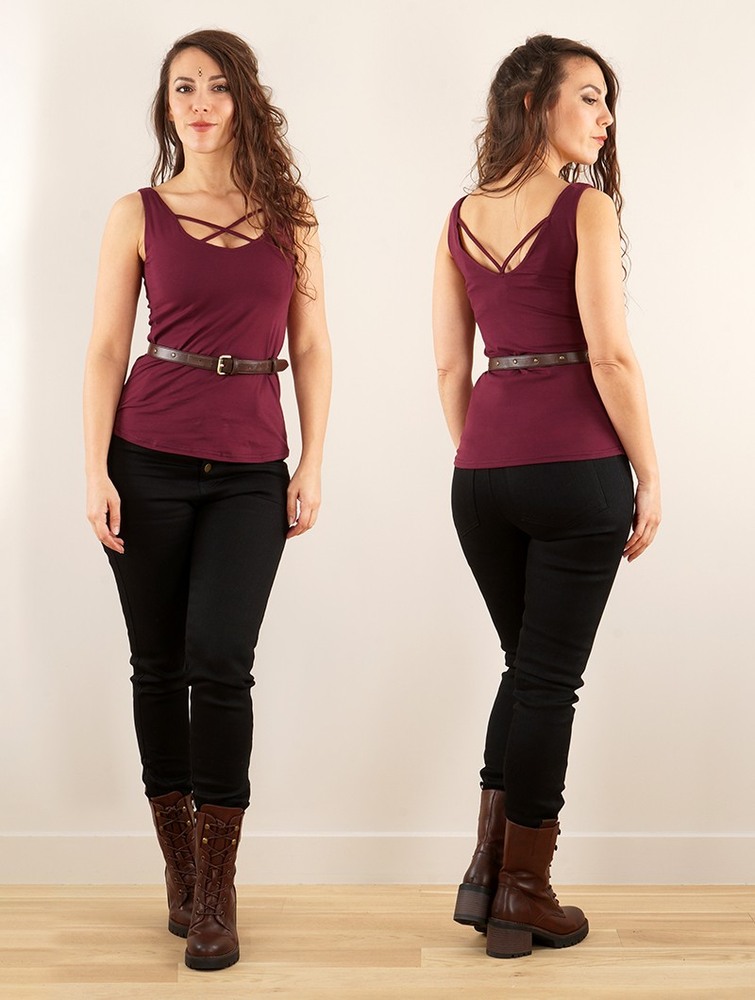 Toonzshop Full Moon Reversible Top Topjes Dames Wine | NV3847026