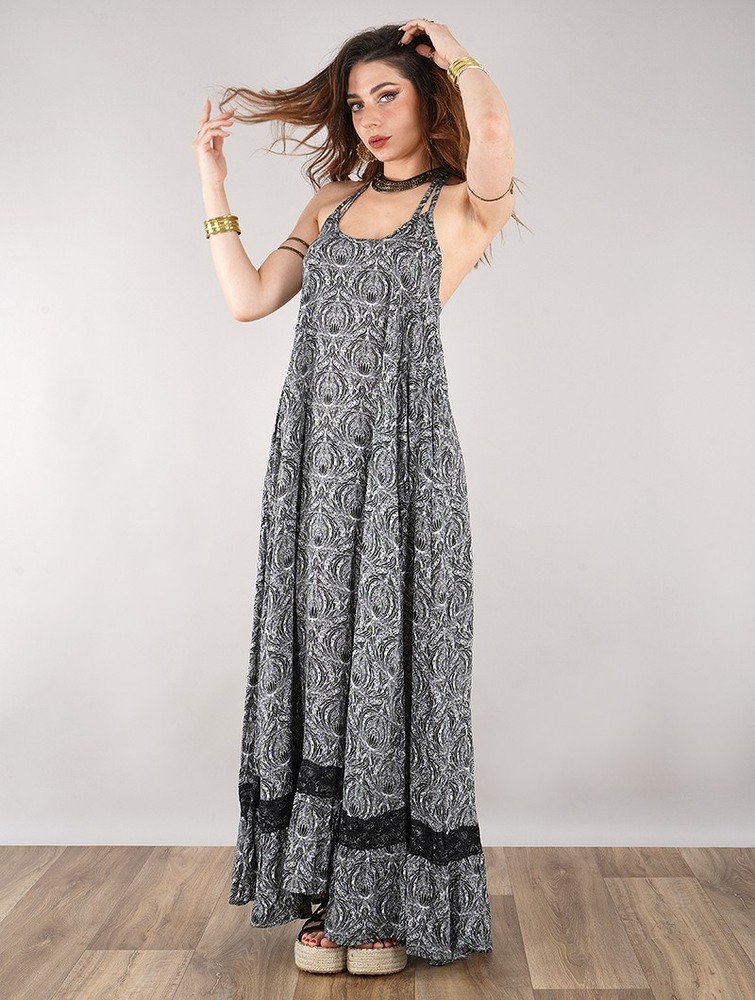 Toonzshop Gaia Long Dress Jurk Dames Zwart | PX7298015