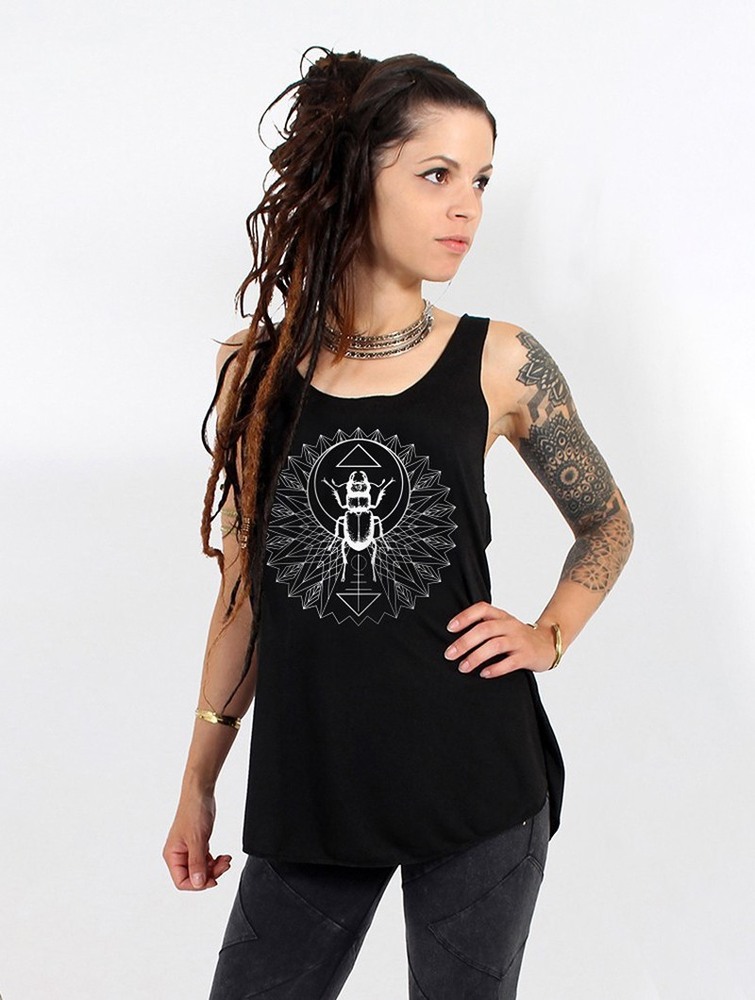 Toonzshop Geometric Scarab Printed Tank Top Tanktop Dames Zwart Zilver | VX5027816