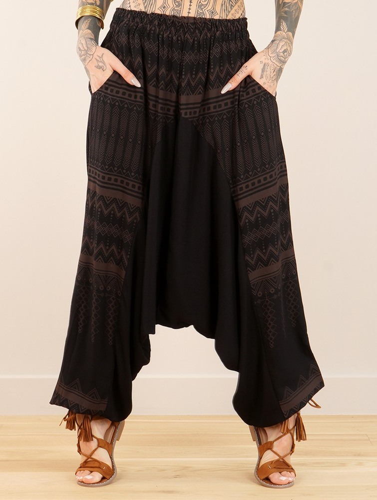 Toonzshop Ginie Aztec Light Harem Pants Broek Dames Zwart Bruin | YA4135207