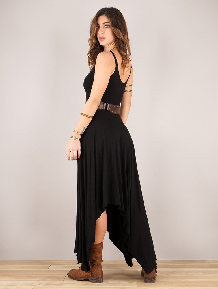 Toonzshop Gypse Asymmetric Flared Long Dress Jurk Dames Zwart | KO5031846