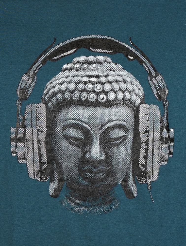 Toonzshop Headphone Bouddha Printed Short Sleeve T-shirt T-Shirt Heren Blauw | CK1236845