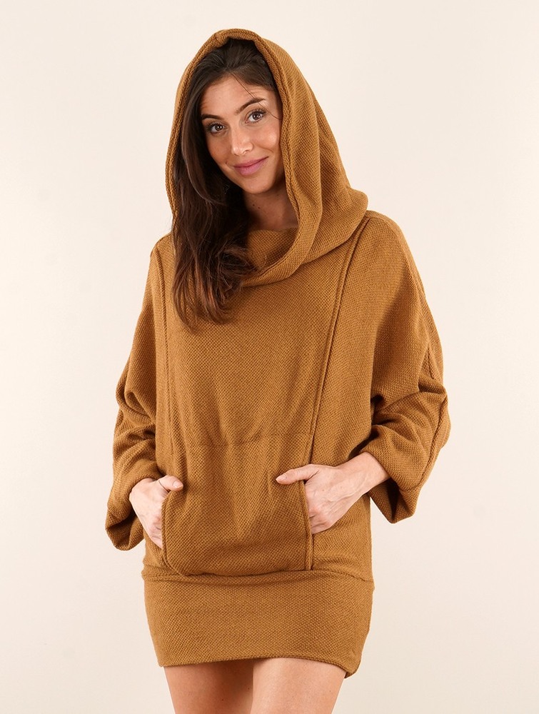 Toonzshop Helixx Retractable Hooded Long Sweater Trui Dames Rusty | IG7156820