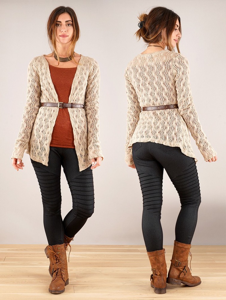 Toonzshop Idrïss Crochet Cardigan Cardigan Dames Beige | UD9874362