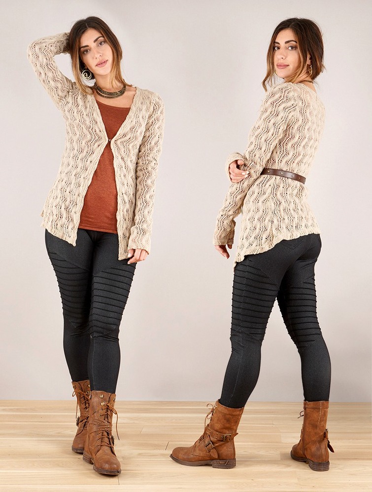 Toonzshop Idrïss Crochet Cardigan Cardigan Dames Beige | UD9874362