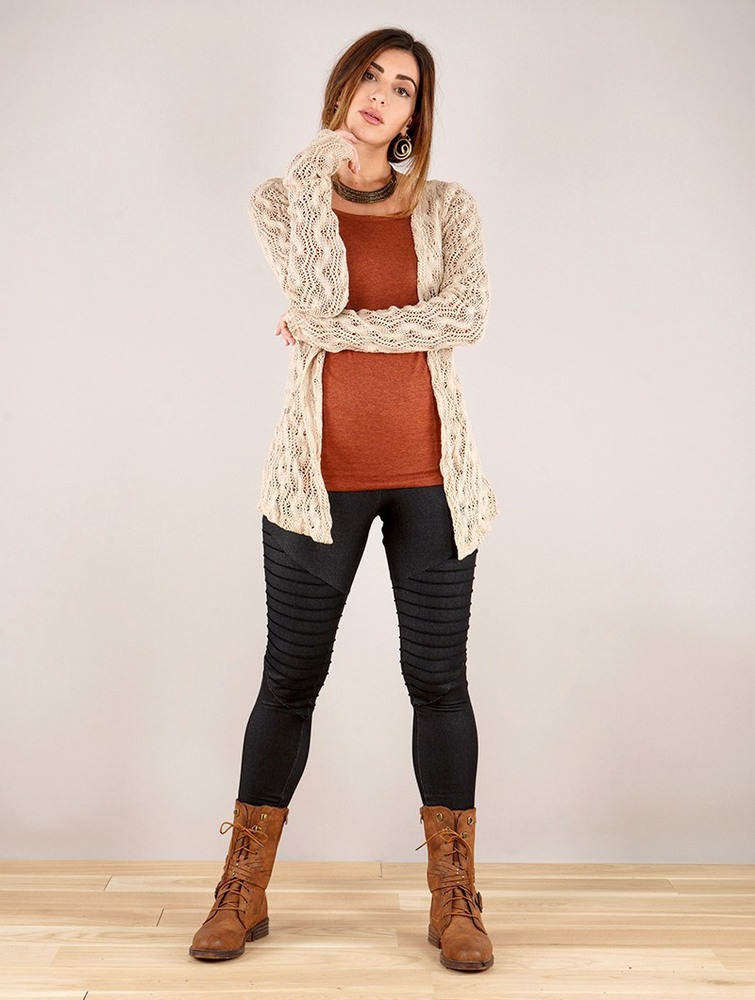 Toonzshop Idrïss Crochet Cardigan Cardigan Dames Beige | UD9874362