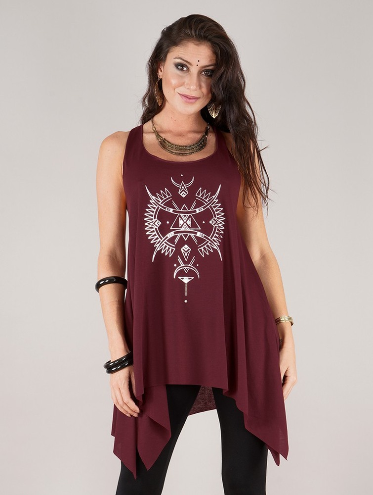 Toonzshop Ilanga Printed Knotted Sleeveless Tunic Topjes Dames Zilver | RL2630597