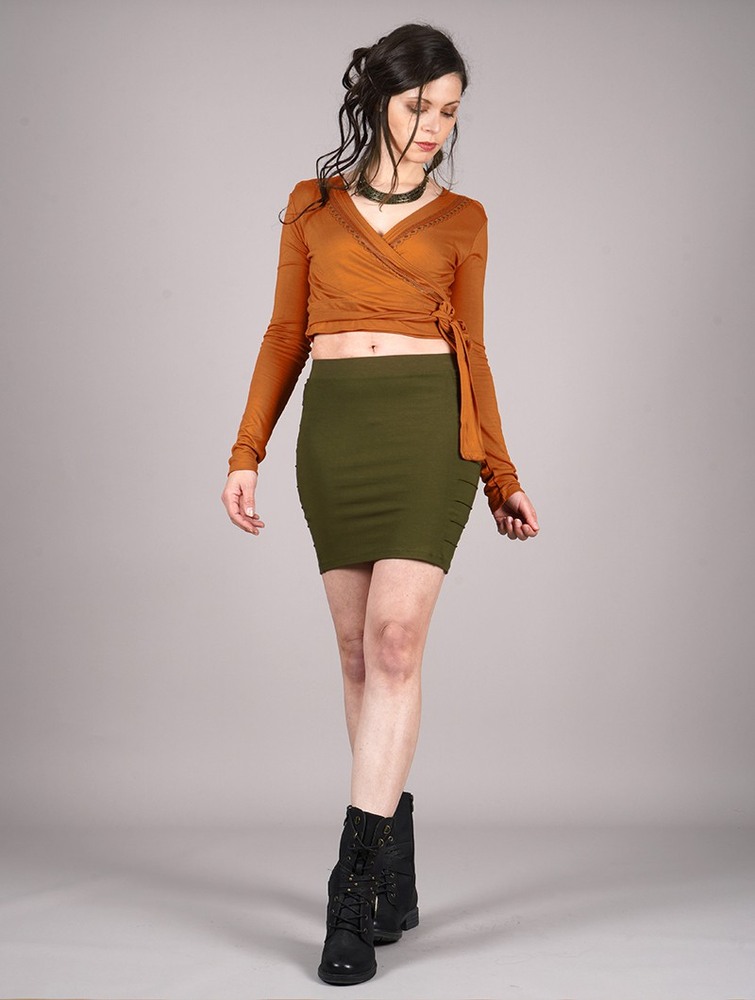 Toonzshop Irwaen Indie Long Sleeved Crop Top Topjes Dames Rusty | OG3167082