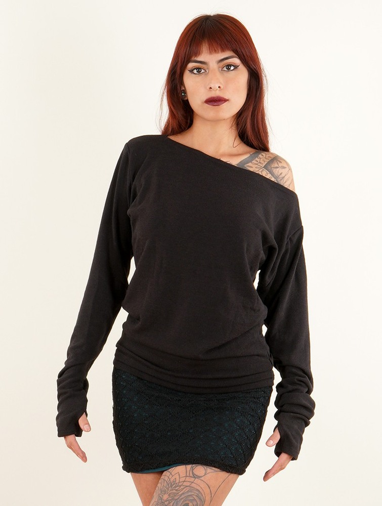 Toonzshop Kayäaz Batwing Sleeve Sweater Trui Dames Zwart | LV3126748