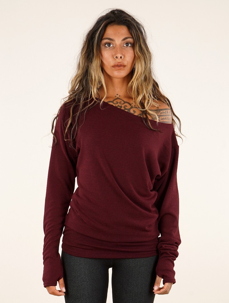 Toonzshop Kayäaz Batwing Sleeve Sweater Trui Dames Wine | IL8702135