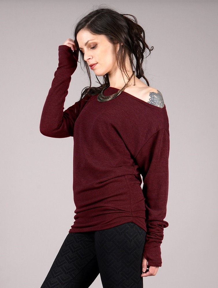 Toonzshop Kayäaz Batwing Sleeve Sweater Trui Dames Wine | IL8702135