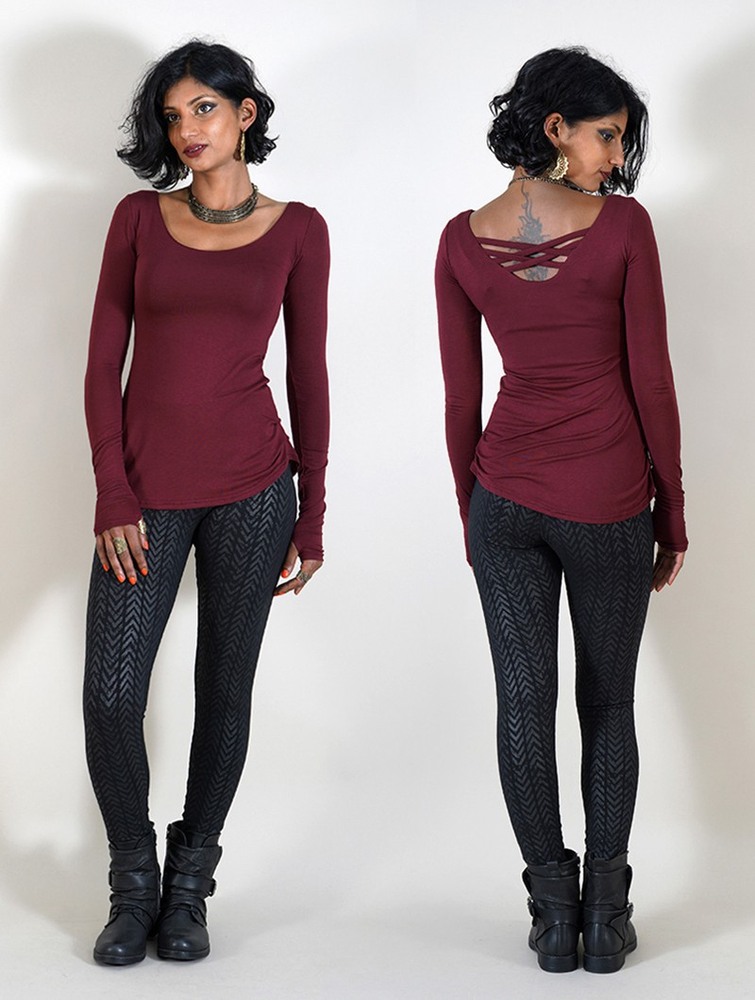 Toonzshop Layläa Long Sleeve Reversible Top Topjes Dames Wine | JO6047925