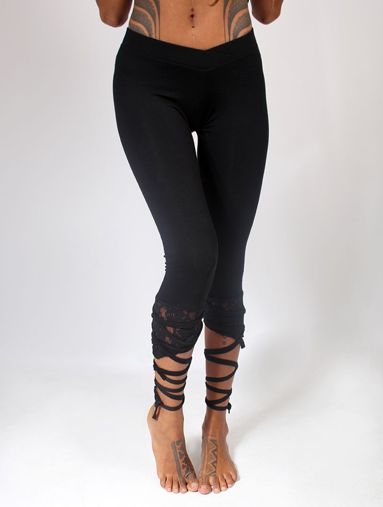 Toonzshop Lï-jaa Short Pointy Leggings With Lace Leggings Dames Zwart | KO7931462