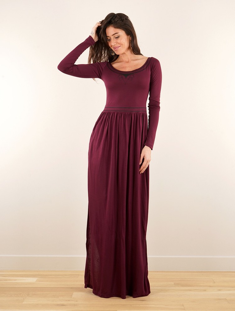 Toonzshop Lotus Artanis Long Sleeve Long Dress Dress Jurk Dames Wine | MK7581302