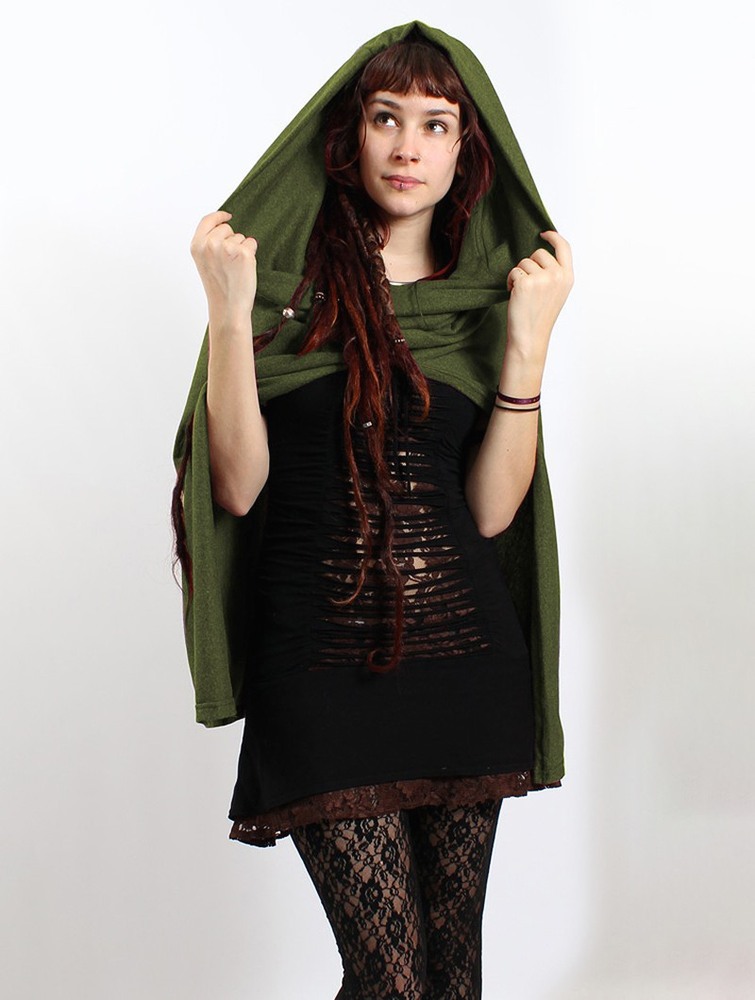 Toonzshop Magik Hooded Cape Poncho's Dames Olijfgroen | NM7831529