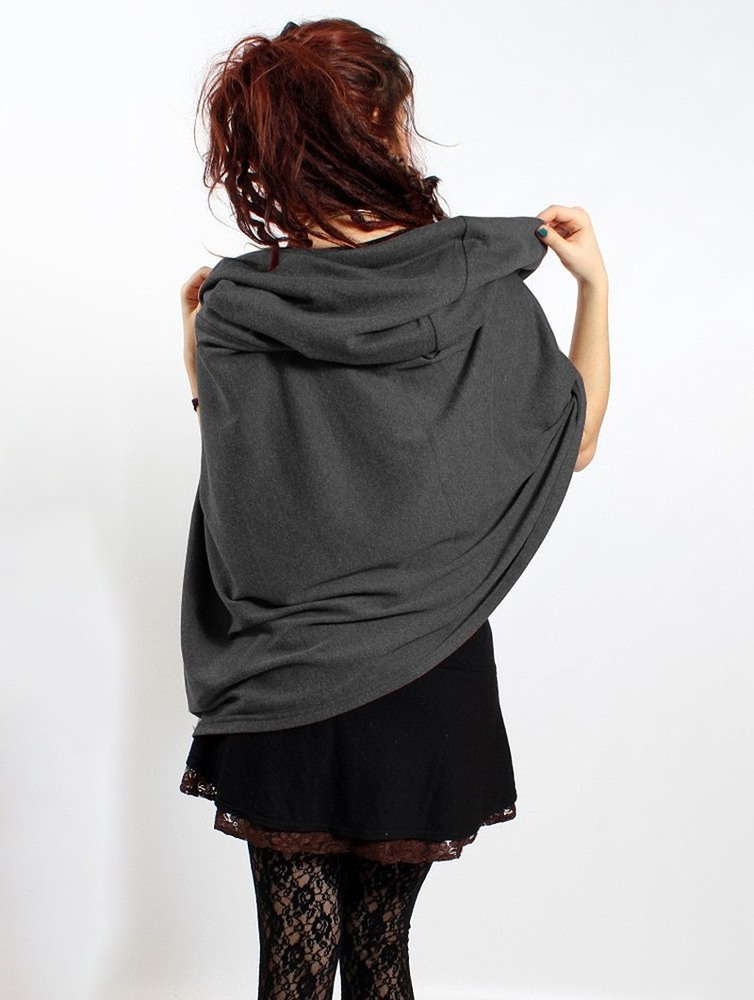 Toonzshop Magik Hooded Cape Poncho's Dames Donkergrijs | TR9102673