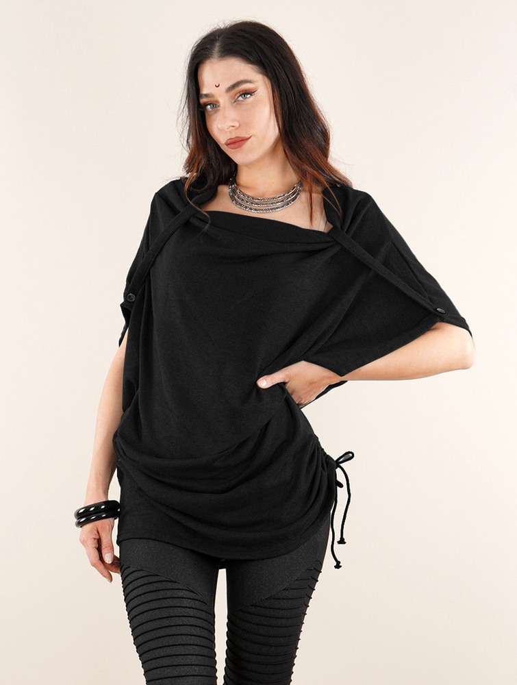 Toonzshop Mandlu Tunic Top Topjes Dames Zwart | JX1846035