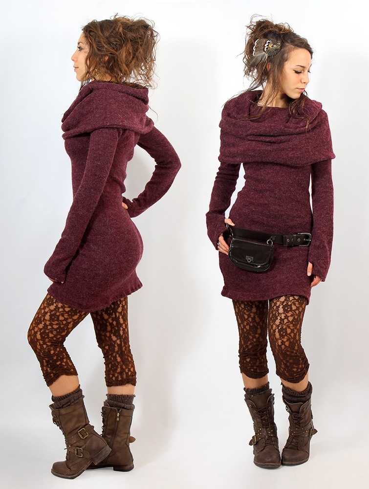 Toonzshop Mantra Sweater Dress Jurk Dames Mottled wine | CG8594367