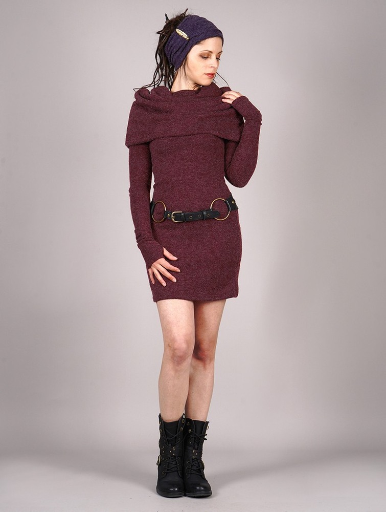 Toonzshop Mantra Sweater Dress Jurk Dames Mottled wine | CG8594367