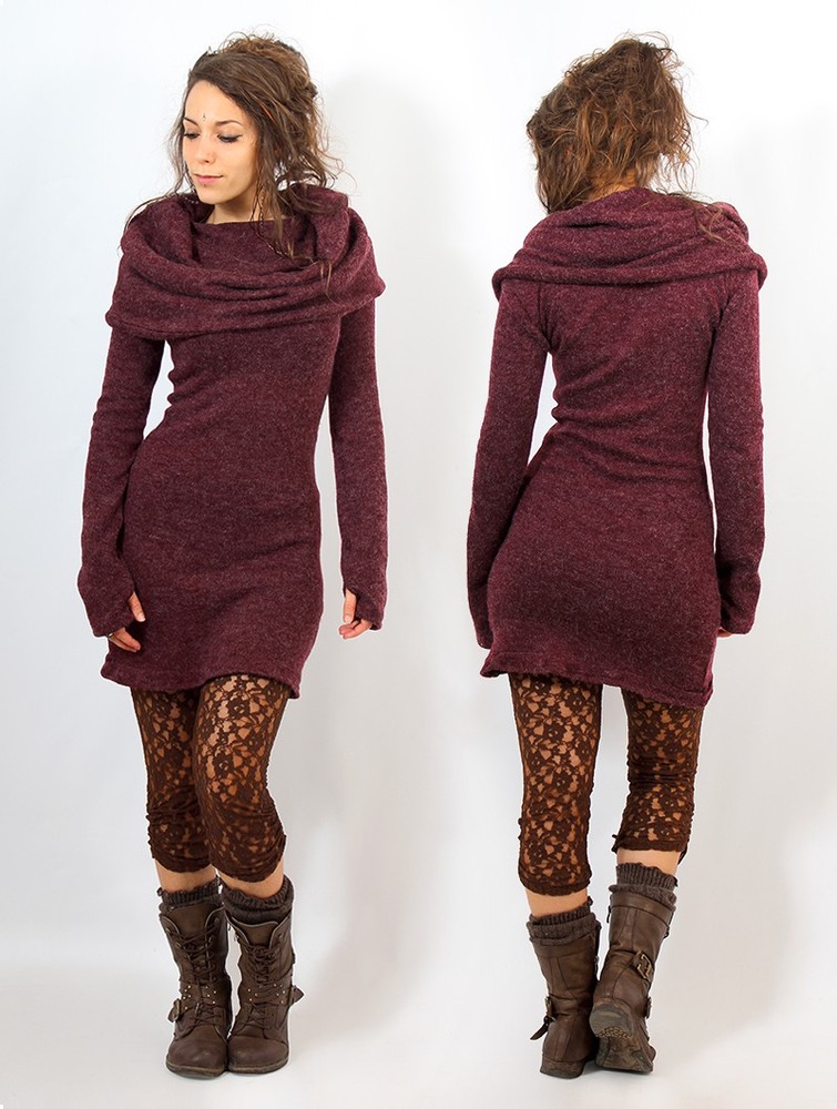 Toonzshop Mantra Sweater Dress Jurk Dames Mottled wine | CG8594367