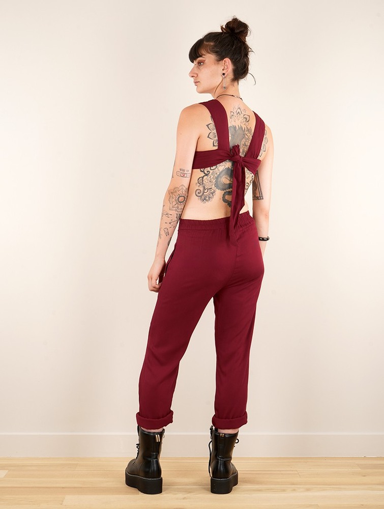 Toonzshop Minyar Bare Back Strappy Jumpsuit Jumpsuit Dames Wine | XB6087213