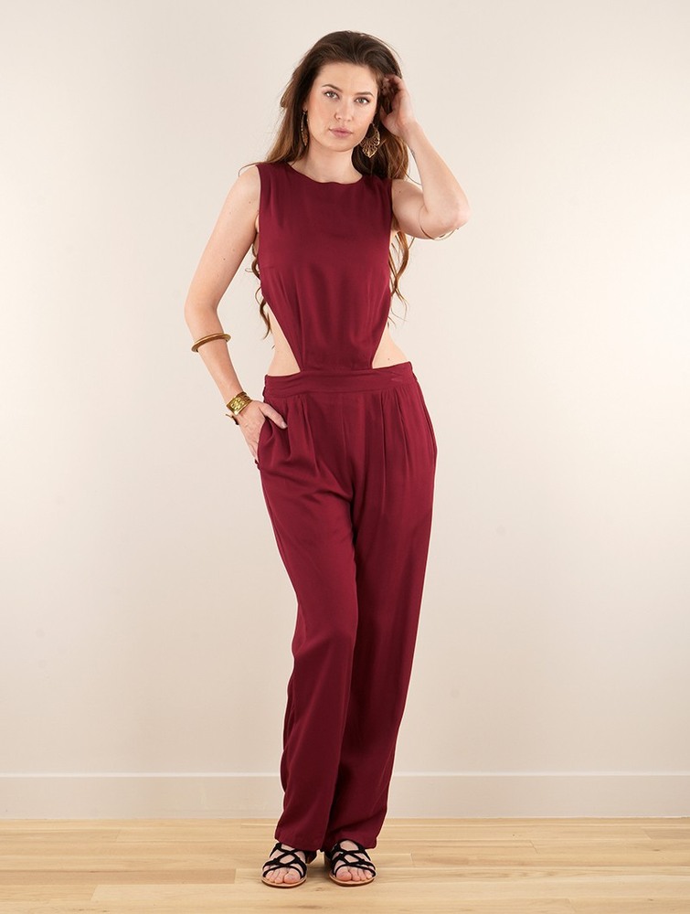 Toonzshop Minyar Bare Back Strappy Jumpsuit Jumpsuit Dames Wine | XB6087213