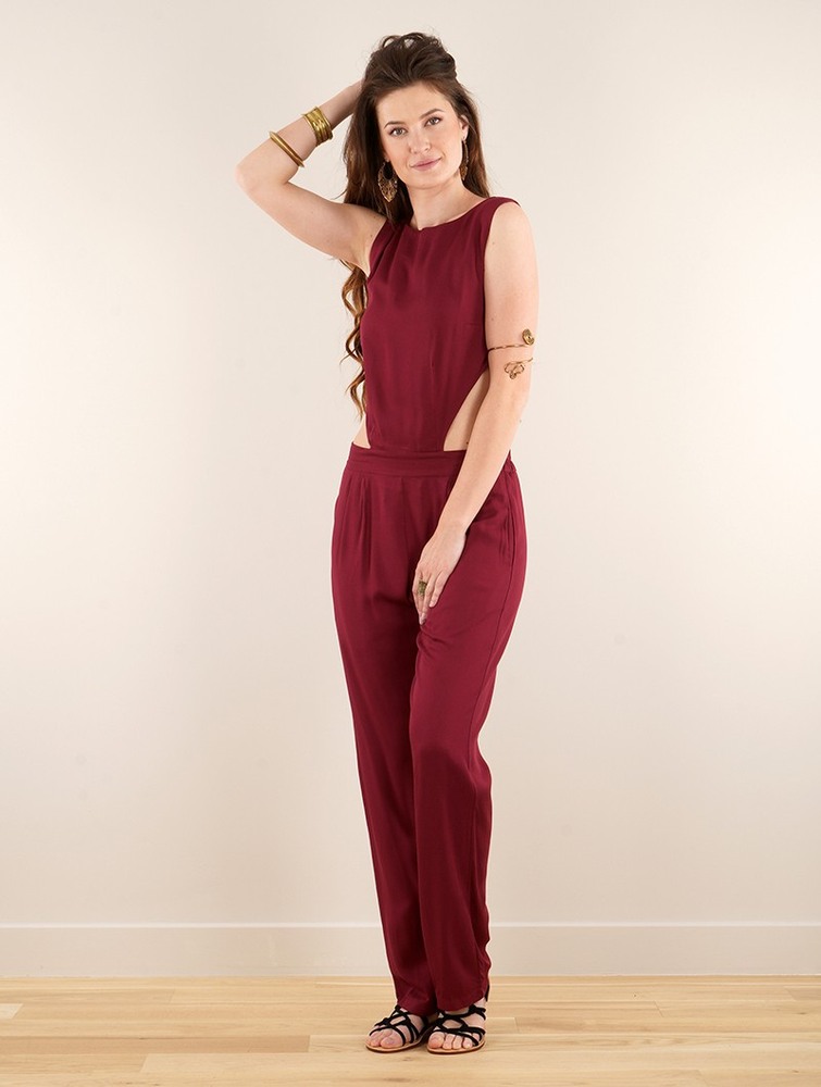 Toonzshop Minyar Bare Back Strappy Jumpsuit Jumpsuit Dames Wine | XB6087213