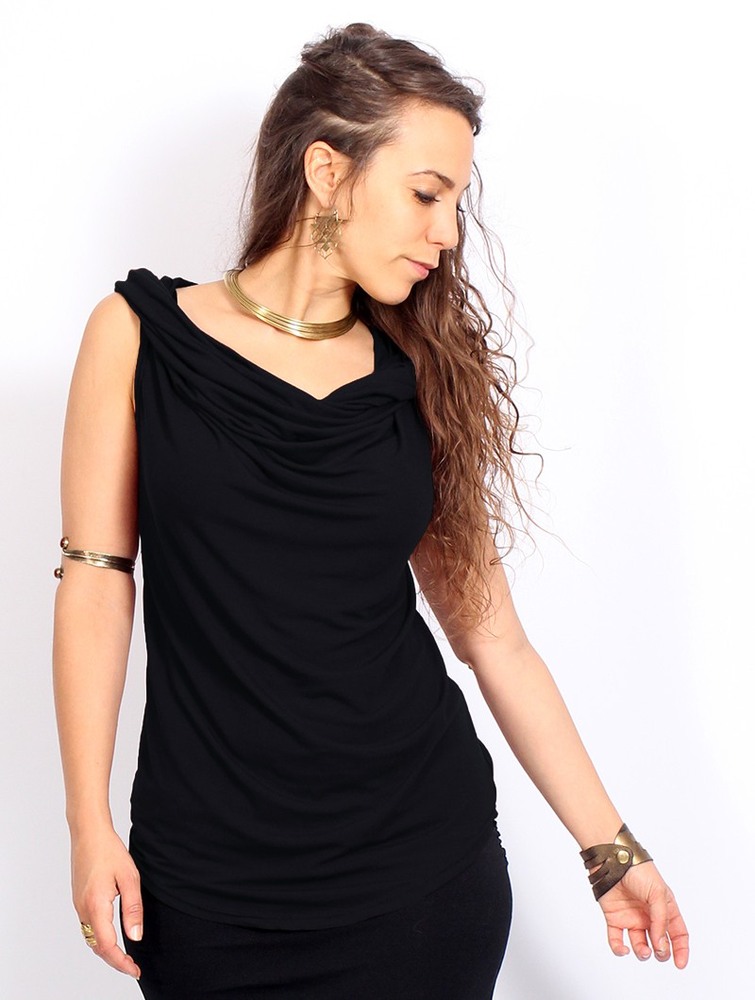 Toonzshop Nephilim Cowl Neck Sleeveless Top Topjes Dames Zwart | OR5469301