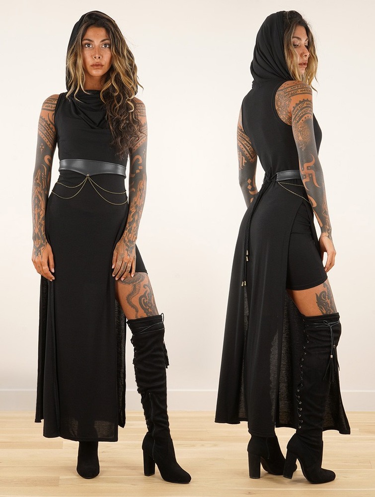 Toonzshop Nephilim Long Slit Dress Jurk Dames Zwart | KX4568301