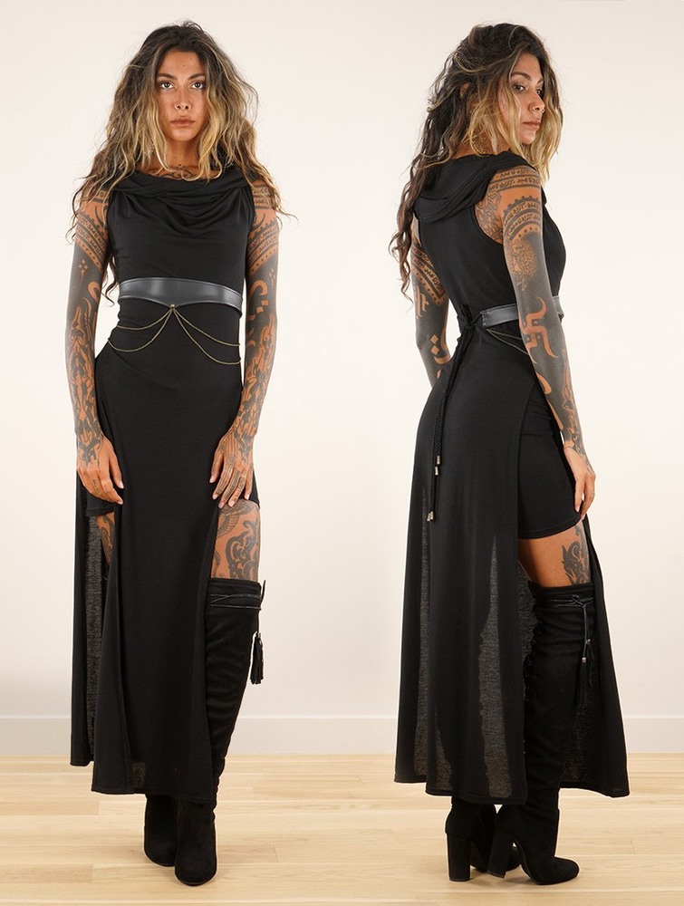 Toonzshop Nephilim Long Slit Dress Jurk Dames Zwart | KX4568301