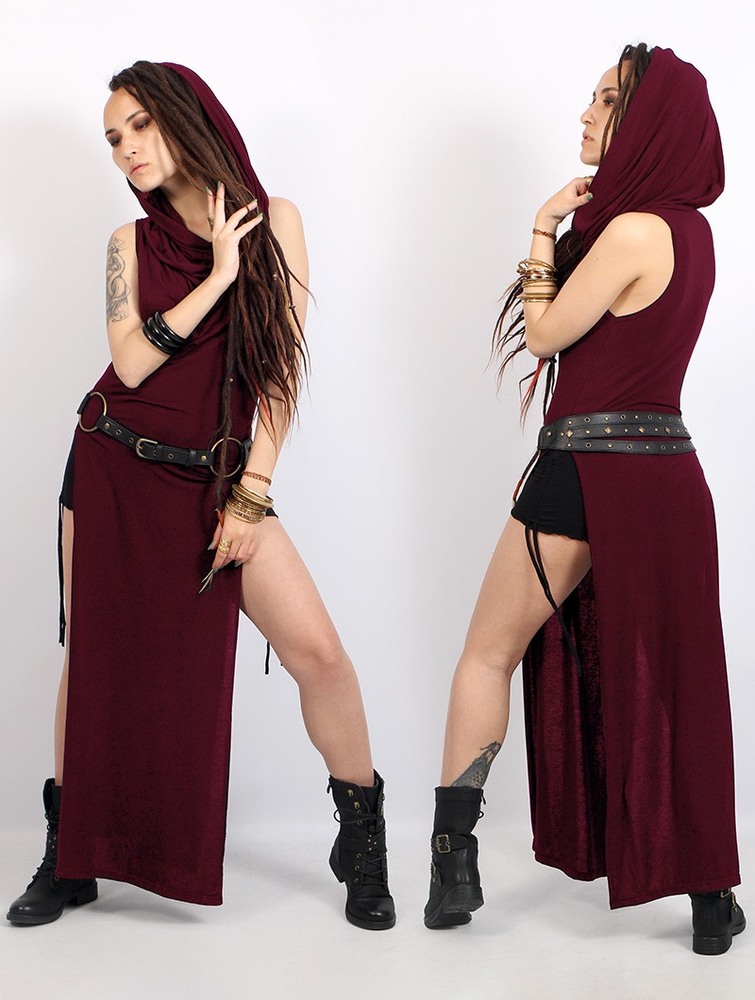 Toonzshop Nephilim Long Slit Dress Jurk Dames Wine | JW9173648