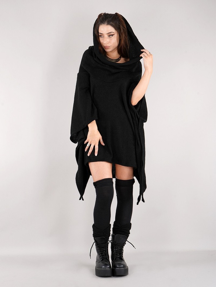 Toonzshop Nethmi Hooded Long Sweater Trui Dames Zwart | UQ0419856