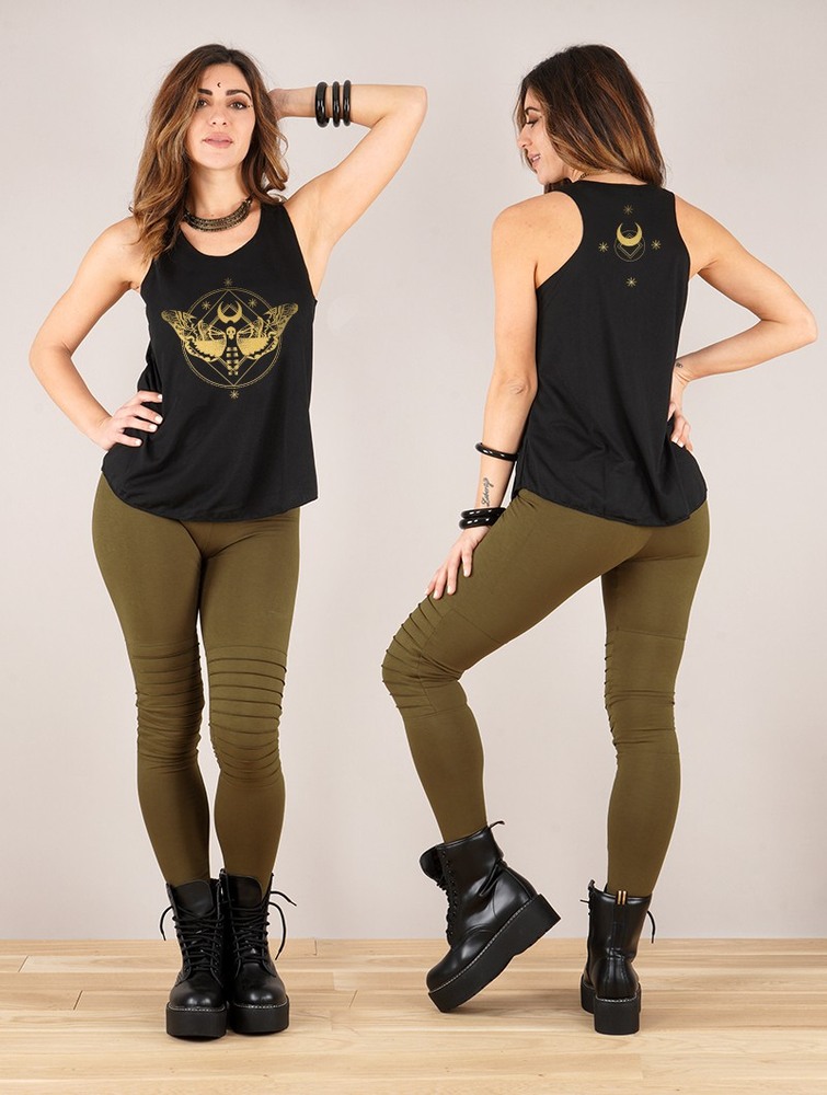 Toonzshop Nightmoth Printed Tank Top Tanktop Dames Zwart Goud | VP1548396