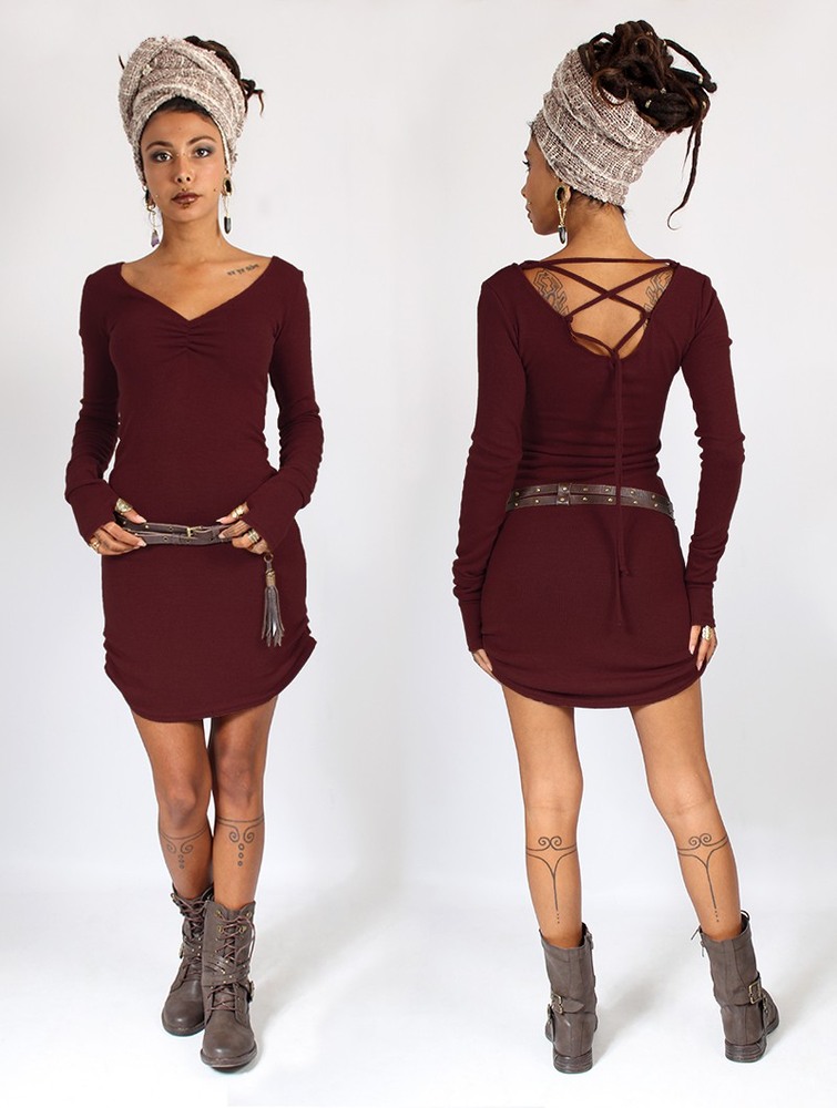 Toonzshop Nikkäa Sweater Dress Jurk Dames Wine | SU4039581