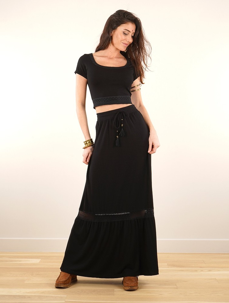 Toonzshop Nimue Long Skirt Rok Dames Zwart | EK1728943